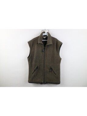 Vintage 90s Deep Pile Fleece Full Zip Vest Jacket Mens Size S Gray Faded USA